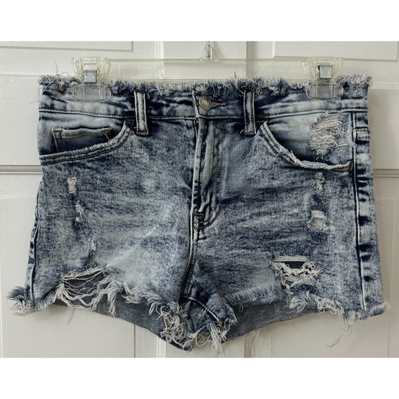 Vervet Raw Waist and Hem Fray Distressed Cutoff Micro Jean Shorts S(3) 28"‎ X 3" - Picture 1 of 4